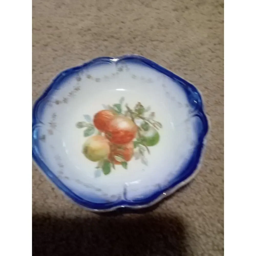 Antique Imperial China Semi Vitreous Small Bowl With Blue Edge 6 Inch
